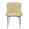 Heron Dining Chair in Cream Leather & Chrome Base