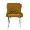 Heron Dining Chair in Light Tan Brown Leather & Chrome Base