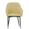 Lule Carver Dining Chair in Cream Leather & Black Base