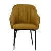 Lule Carver Dining Chair in Light Tan Brown Leather & Black Base