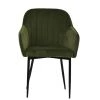 Lule Carver Dining Chair in Olive Green Velvet & Black Base