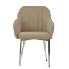 Lule Carver Dining Chair in Fawn Brown Fabric & Chrome Base