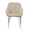 Lule Carver Dining Chair in Natural Cream Fabric & Chrome Base