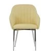 Lule Carver Dining Chair in Cream Leather & Chrome Base