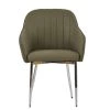Lule Carver Dining Chair in Taupe Leather & Chrome Base