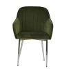 Lule Carver Dining Chair in Olive Green Velvet & Chrome Base