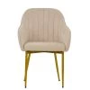 Lule Carver Dining Chair in Natural Cream Fabric & Gold Base