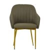 Lule Carver Dining Chair in Taupe Leather & Gold Base