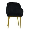 Lule Carver Dining Chair in Black Velvet & Gold Base
