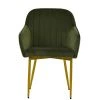 Lule Carver Dining Chair in Olive Green Velvet & Gold Base