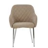 Opus Carver Dining Chair in Fawn Brown Fabric & Chrome Base