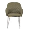 Opus Carver Dining Chair in Taupe Leather & Chrome Base