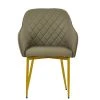 Opus Carver Dining Chair in Taupe Leather & Gold Base