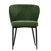 Belisimo Dining Chair in Aged Olive Green Leather & Black Base