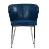 Belisimo Dining Chair in Blue Leather & Chrome Base