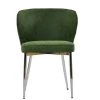 Belisimo Dining Chair in Aged Olive Green Leather & Chrome Base
