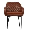 Langham Dining Chair in Vintage Brown Leather & Black Base