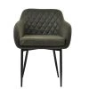 Langham Dining Chair in Slate Grey Leather & Black Base