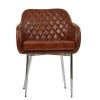 Langham Dining Chair in Vintage Brown Leather & Chrome Base