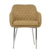 Langham Dining Chair in Aged Cream Leather & Chrome Base