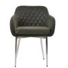 Langham Dining Chair in Slate Grey Leather & Chrome Base