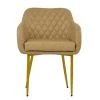 Langham Dining Chair in Aged Cream Leather & Gold Base