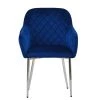 Opus Carver Dining Chair in Blue Velvet & Chrome Base