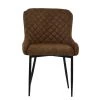 Heron Dining Chair in Aged Brown Leather & Black Base