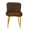 Heron Dining Chair in Aged Brown Leather & Gold Base