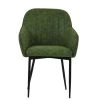 Lule Carver Dining Chair in Aged Olive Green Leather & Black Base