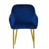 Opus Carver Dining Chair in Blue Velvet & Gold Base
