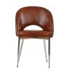 Flair Dining Chair in Vintage Brown Leather & Chrome Base