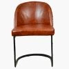 Delamere Dining Chair in Vintage Brown Leather & Black Base