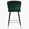 Dove Bar Stool in Emerald Green Velvet & Silver-Tipped Black Base