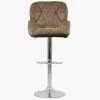 Eris Bar Stool in Aged Brown Leather with High Backrest