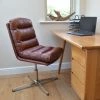 Cowper Office Chair in Vintage Brown Leather & Chrome Base