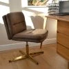 Rosso Office Chair in Aged Brown Leather & Gold Base