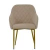 Opus Carver Dining Chair in Natural Cream Fabric & Gold Base