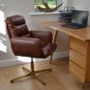 Katarni Office Chair in Vintage Brown Leather & Gold Base
