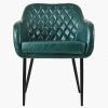 Langham Dining Chair in Forest Green Leather & Black Base
