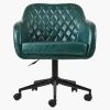 Langham Office Chair in Forest Green Leather & Black Base