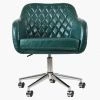 Langham Office Chair in Forest Green Leather & Chrome Base
