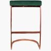 Layto 65cm Bar Stool in Emerald Green Velvet & Rose Gold Base
