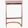 Layto 65cm Bar Stool in Pink Velvet & Rose Gold Base