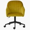 Lule Office Chair in Yellow Velvet & Black Base