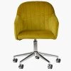 Lule Office Chair in Yellow Velvet & Chrome Base