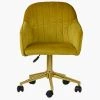 Lule Office Chair in Yellow Velvet & Gold Base