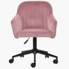 Lule Office Chair in Pink Velvet & Black Base