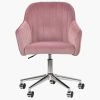 Lule Office Chair in Pink Velvet & Chrome Base