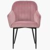 Lule Carver Dining Chair in Pink Velvet & Black Base